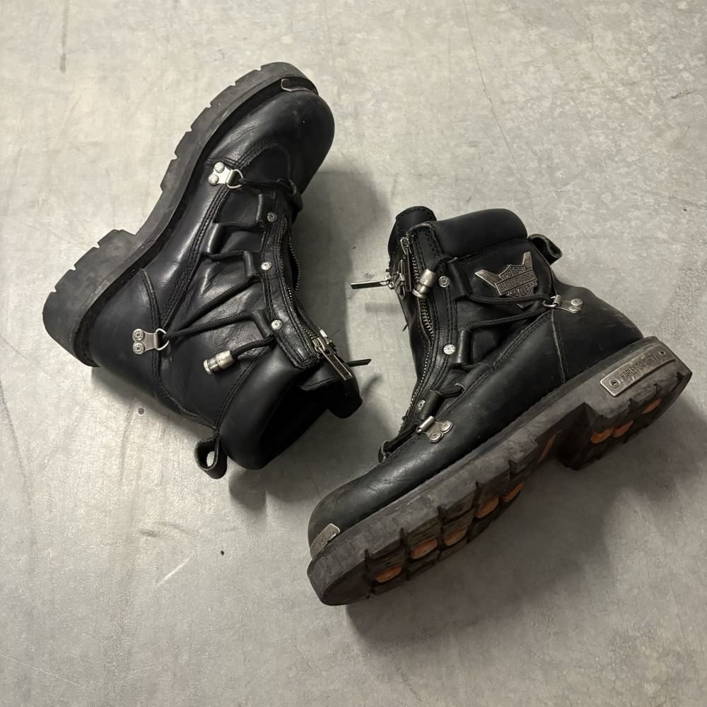 Harley Davidson D91680 Black Brake Light Motorcycle Biker Boots Men's 8 EU 41